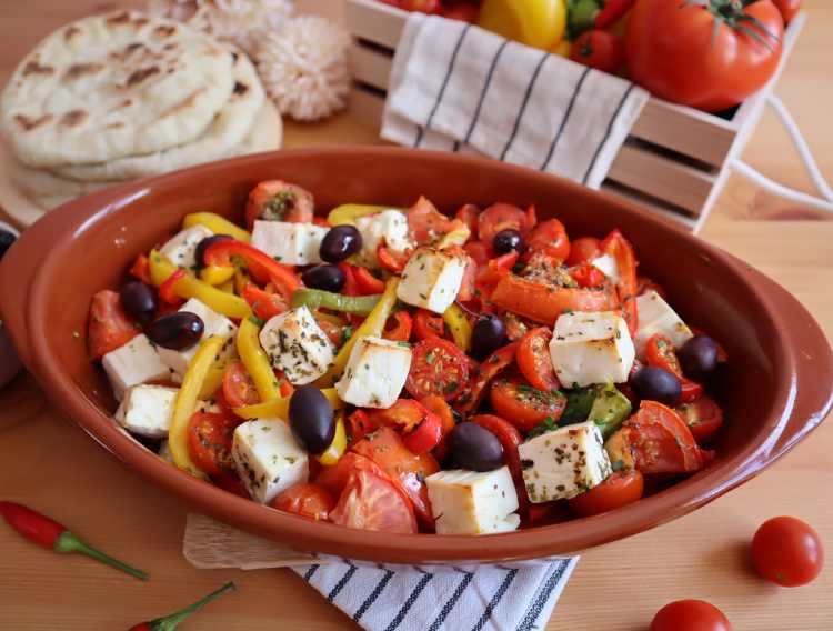 buyurdi, aperitivo griego de verduras al horno visto desde arriba